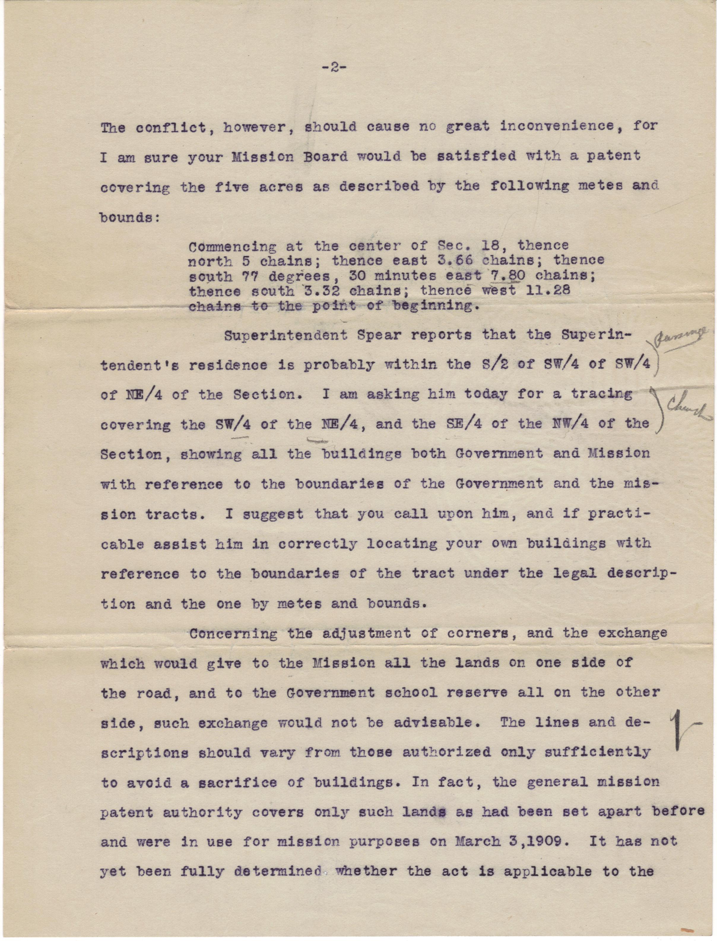 October 31, 1913: Clarification of land description (2)
